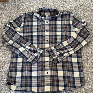 L.L. Bean Men's Casual Plaid Shirt - Navy and Beige